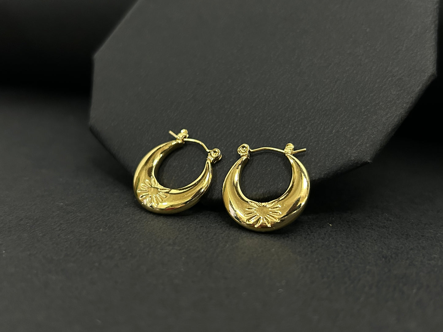 Golden Lil Flower Hoops