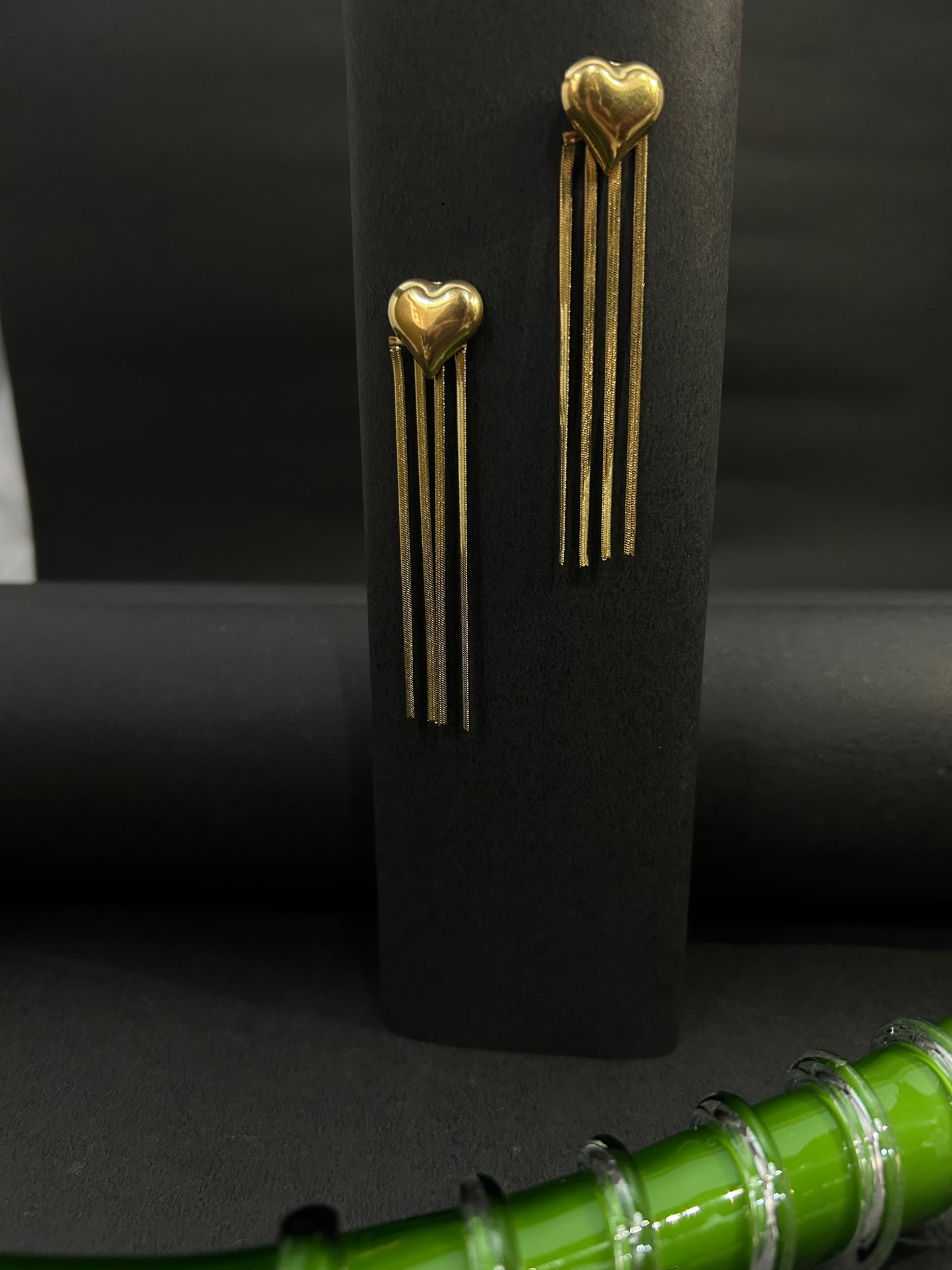 Dangling Heart Gold Earrings